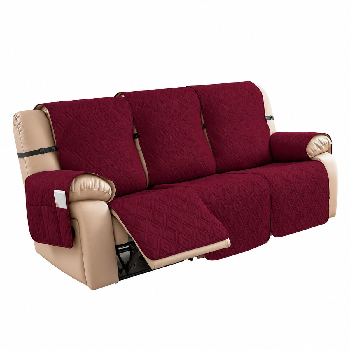 Genina Waterproof Pet Recliner Sofa Cover – Wine Red, 3 Seats — product view