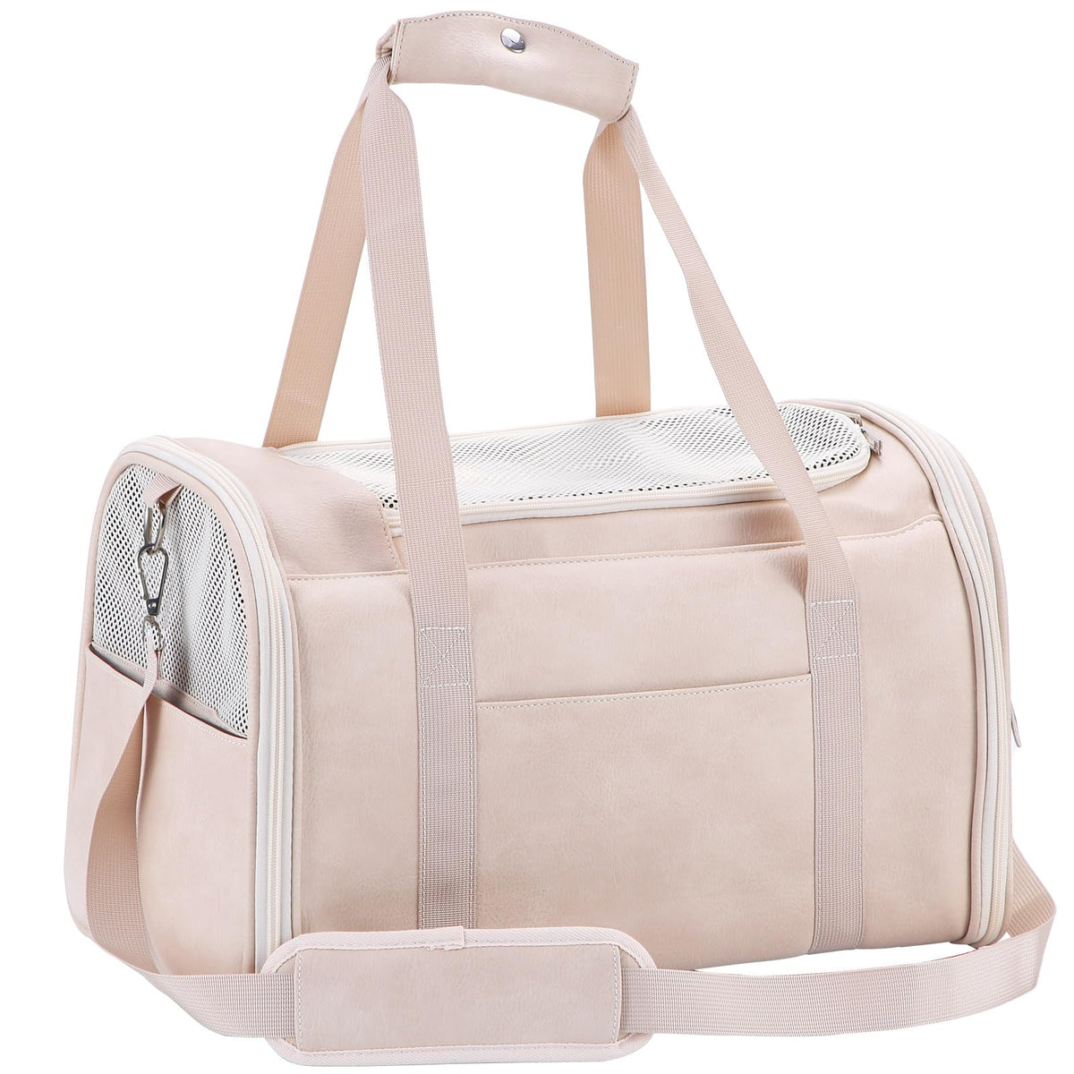 Lasaviin Vegan-Leather Pet Carrier – White