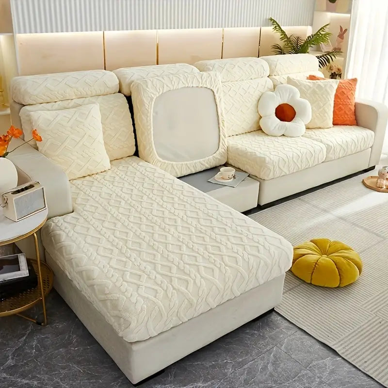 Striped Velvet Stretch Pet Sofa Cover