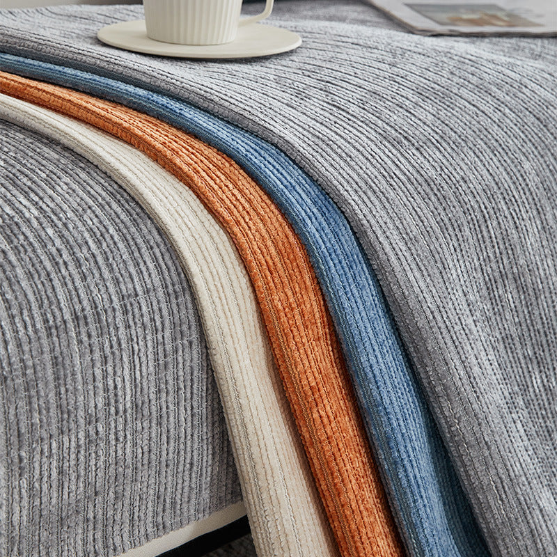 Minimalist Chenille Sofa Seat Cover – Beige & Grey