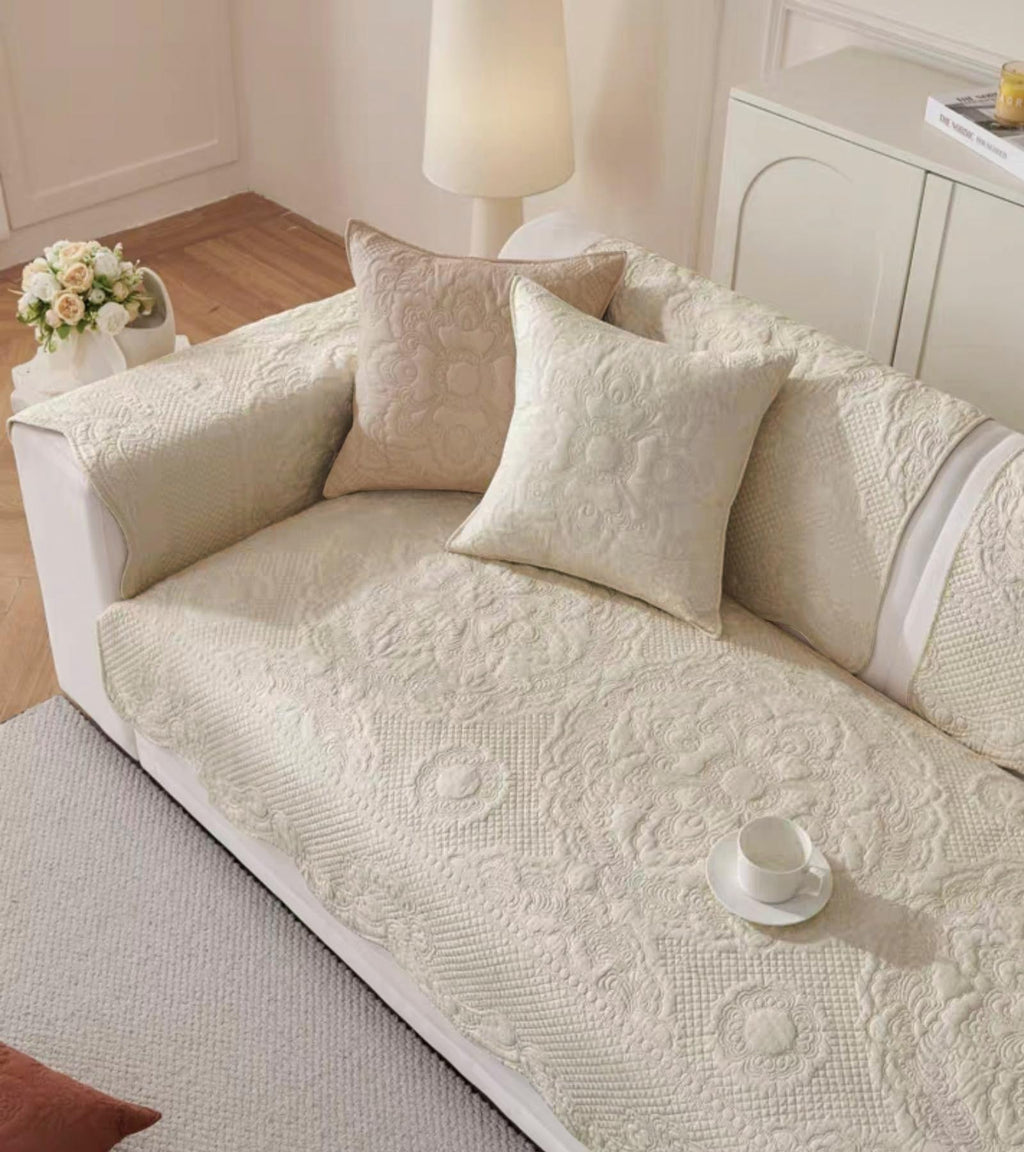 Huierxun Cotton Pet Sofa Cover – Floral Grey, 36 × 82 in