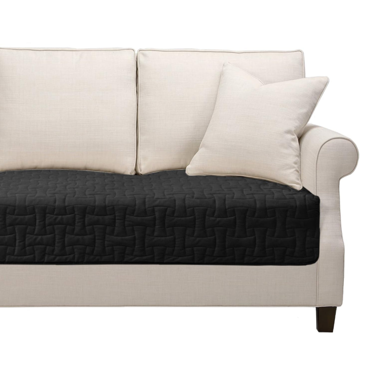 DEARTOWN Waterproof Velvet Sofa Seat Panel – Black, 30 × 82 in