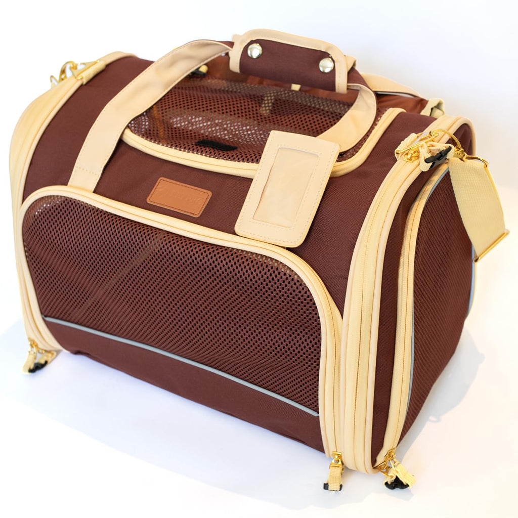 PETPROVED Soft-Sided Pet Carrier with Travel Mat – Brown