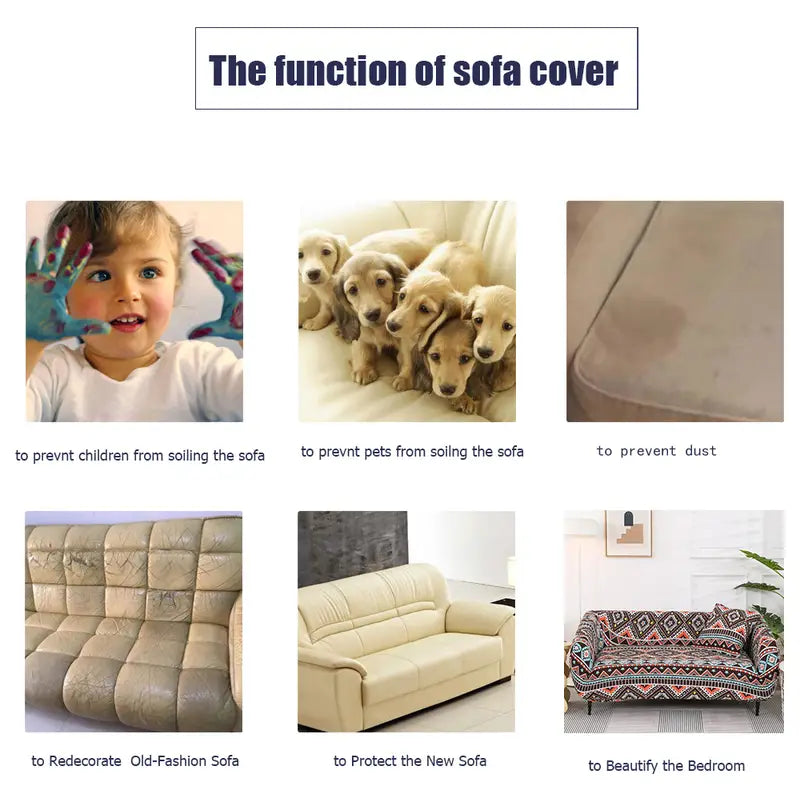 Boho Floral Cotton Sofa Protector – Machine Washable