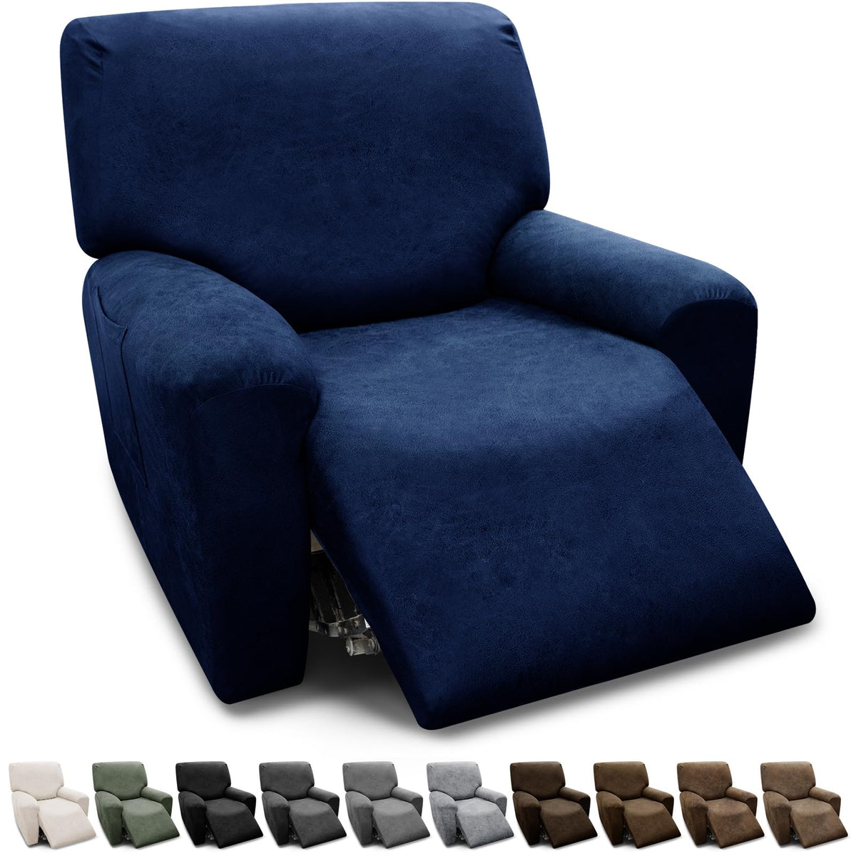 Pfrstuv Leather-Look Pet Recliner Cover – 4 Pieces, Navy
