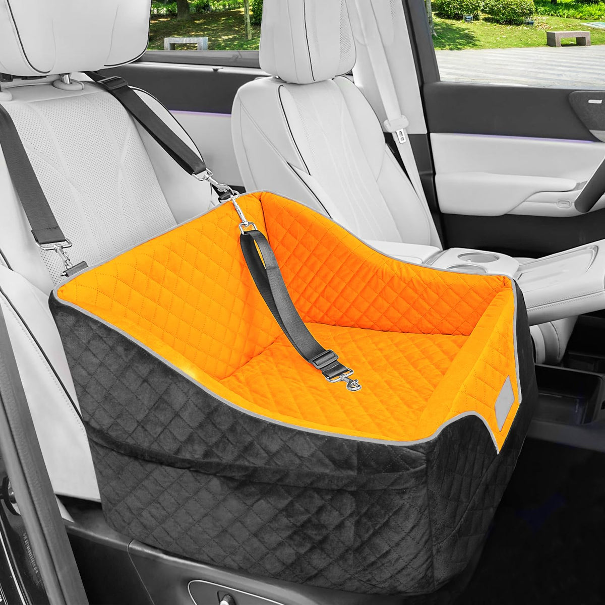 Lepark Orange Pet Car Seat with Washable Cover