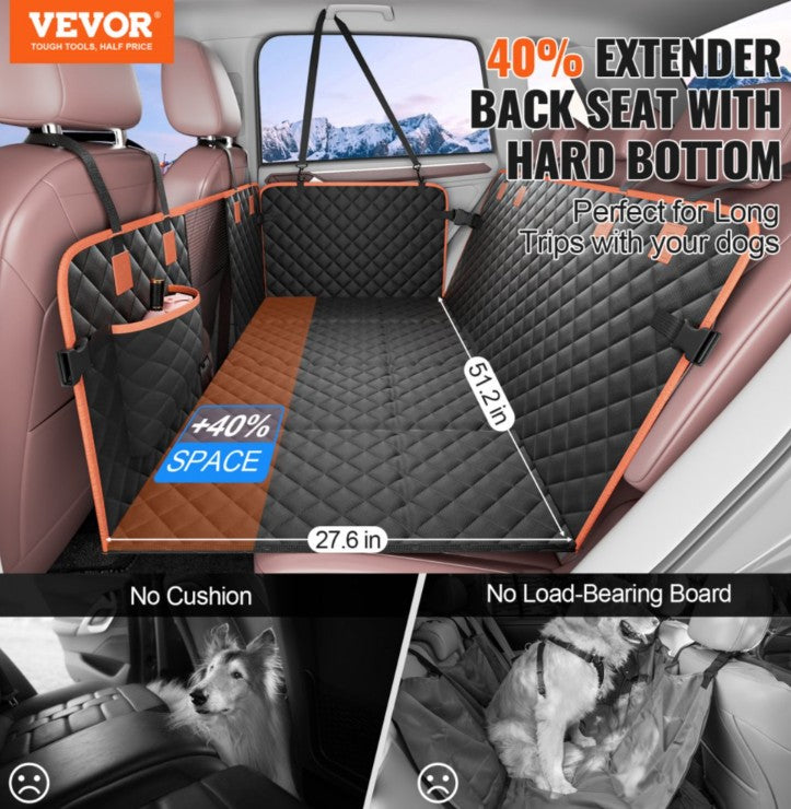 VEVOR 54" x 25.6" Waterproof Dog Car Seat Cover for Back Seat