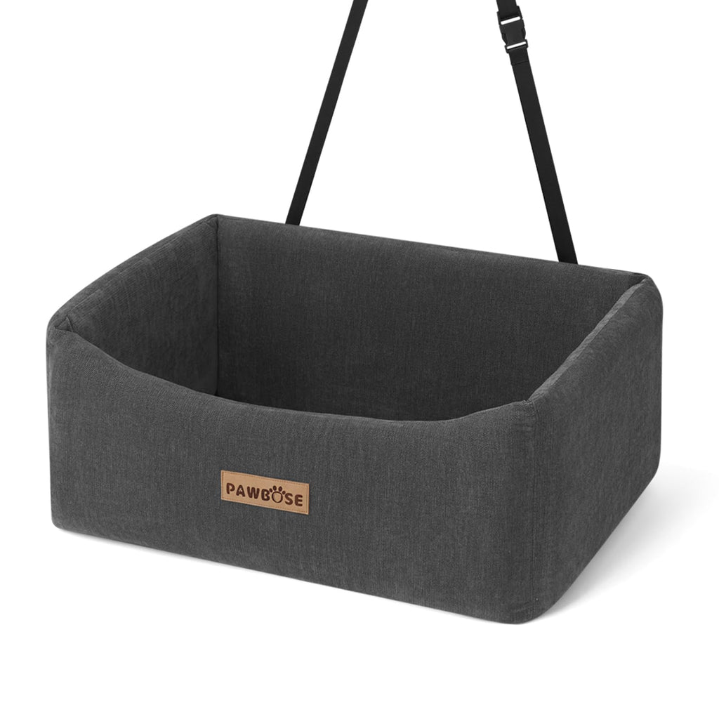 PAWBOSE Velvet Rear-Seat Dog Car Bed – Grey, Large, Up to 55 lb