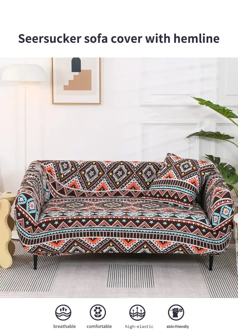 Boho Floral Cotton Sofa Protector – Machine Washable