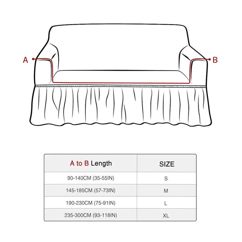 Universal Washable Skirted Sofa Cover – S to XL