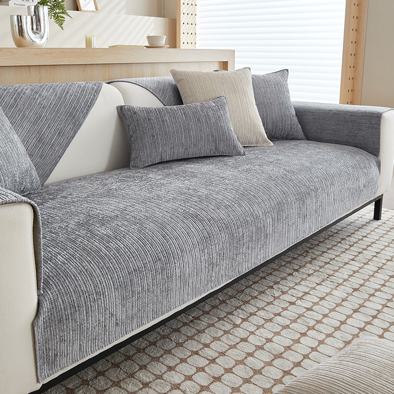 Minimalist Chenille Sofa Seat Cover – Beige & Grey