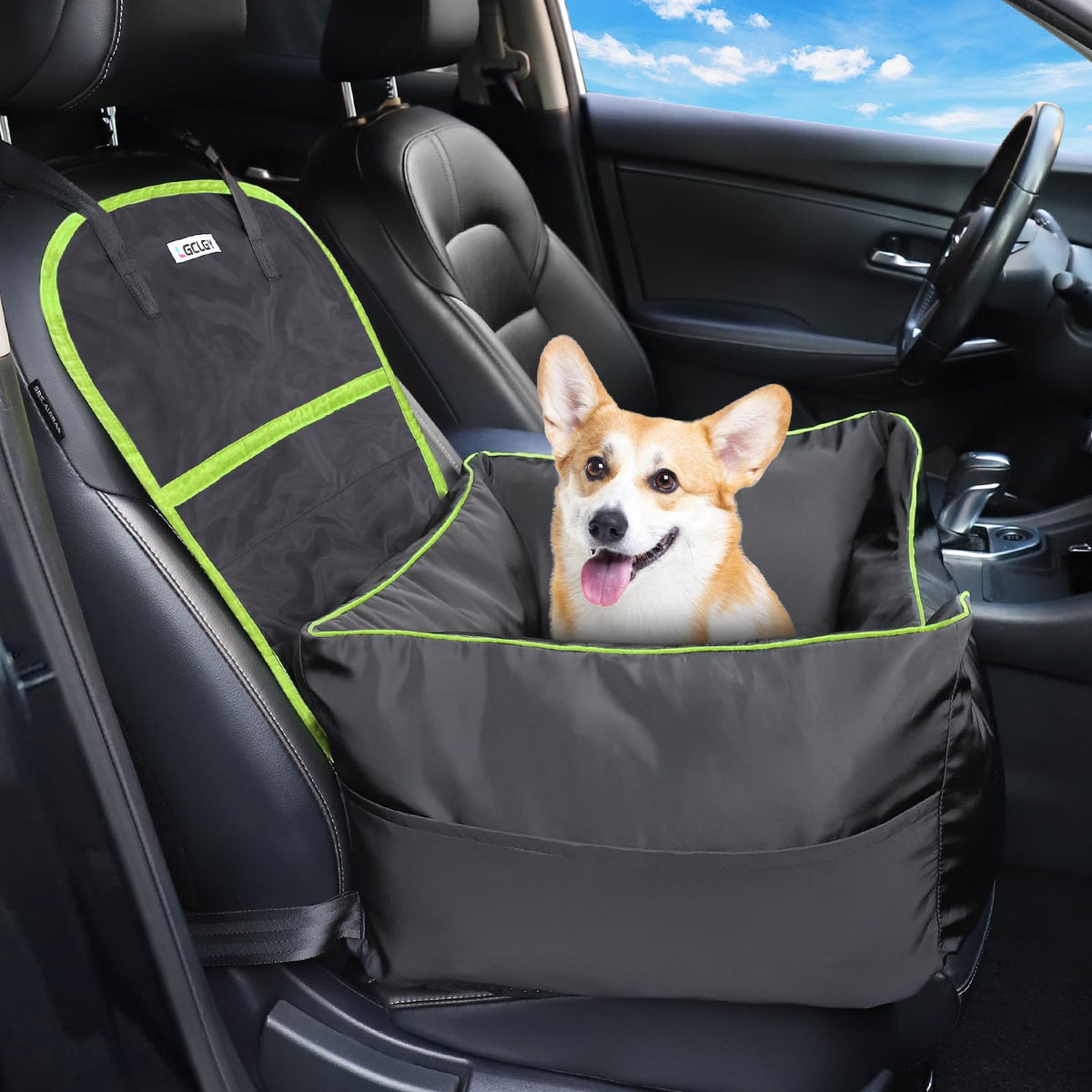 LGCLGY Padded Dog Car Booster Seat with Storage Pockets – Up to 45 lb