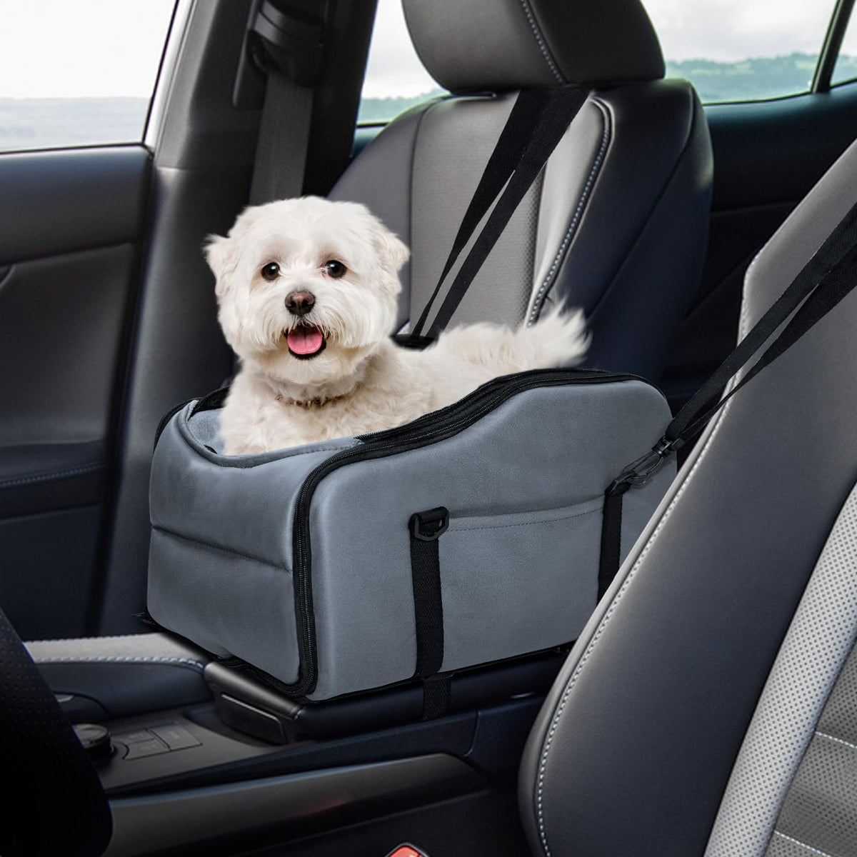 Mesh-Top Console Pet Seat & Carrier – Up to 9 lb