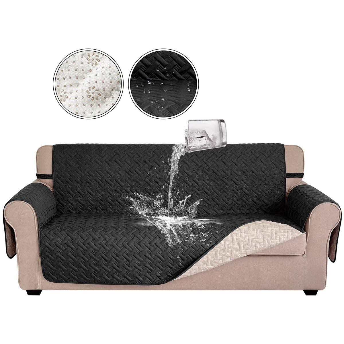 Luxshare Waterproof Pet Sofa Cover – Reversible Black/Beige, XXL