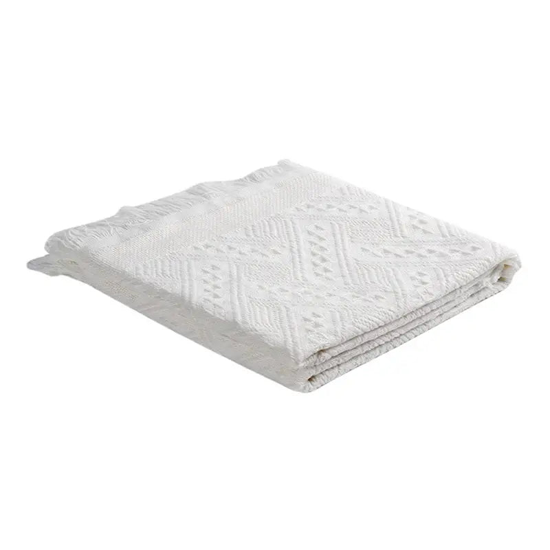 White Grid Washable Cotton-Blend Sofa Throw