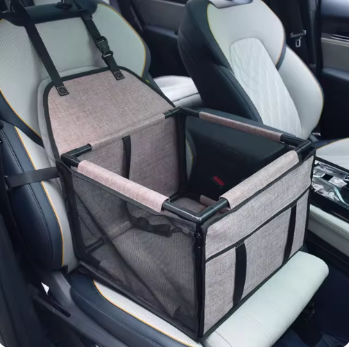 900D Oxford Dog Car Booster Seat – Coffee, 39 × 39 × 27 cm