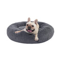 PuppyPalace 30-Inch Fluffy Faux Fur Donut Dog Bed with Removable Washable Cover – Dark Grey, Medium