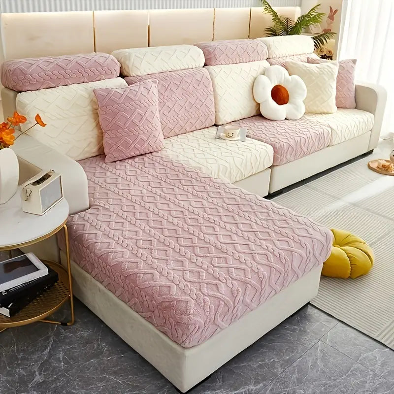 Striped Velvet Stretch Pet Sofa Cover