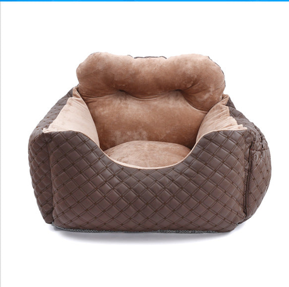 Portable Cushioned Dog Car Kennel – Coffee, 50 × 40 × 40 cm