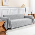 Deep Dream Geometric Jacquard Sofa Throw Cover – Light Grey, 91 × 134 in