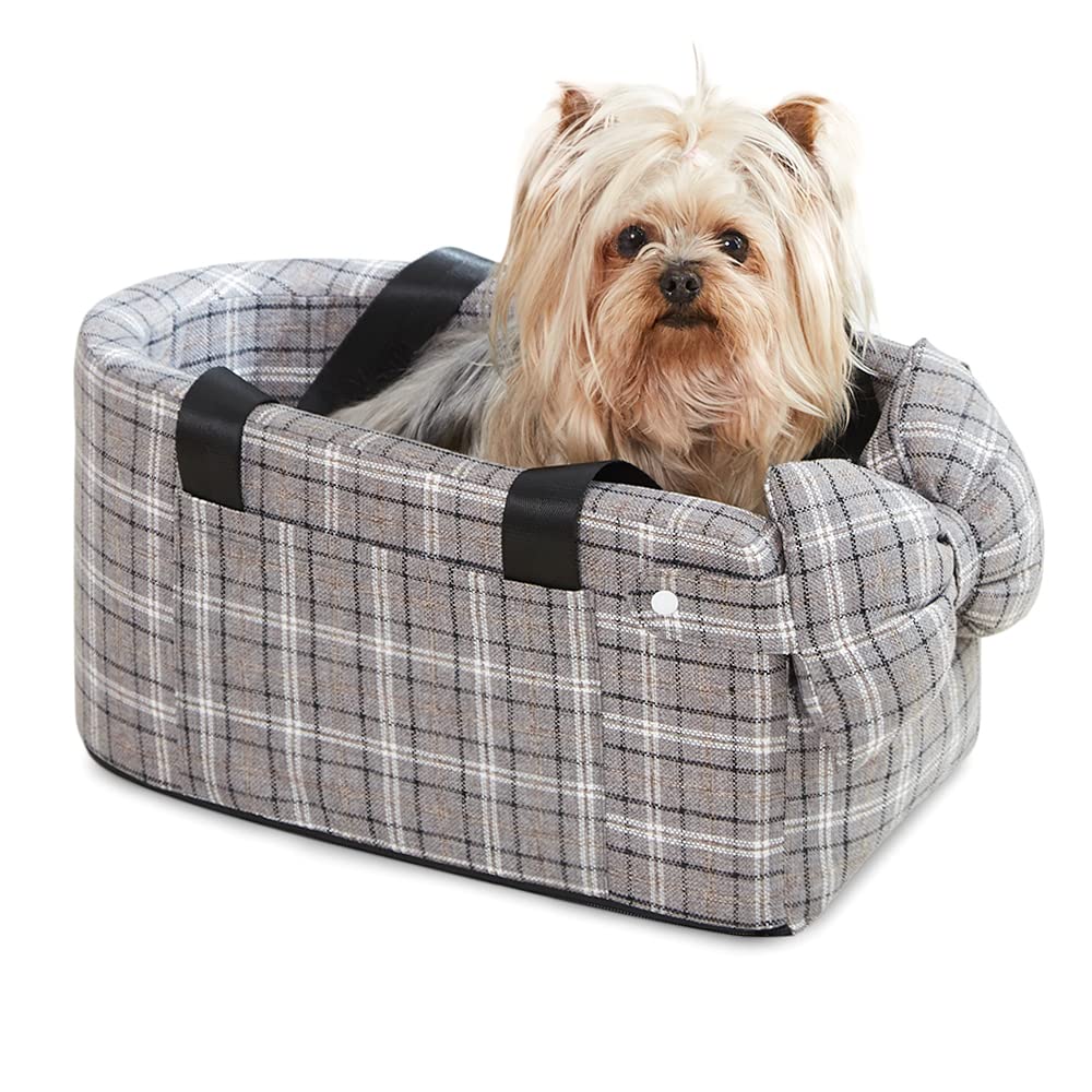 Anttyscar Gingham Console Pet Seat with Bow Headrest