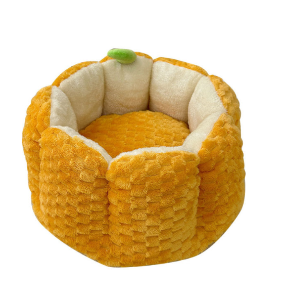 Halloween Pumpkin Plush Cat Bed