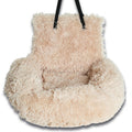 Beige Shaggy Pet Car Seat Bed