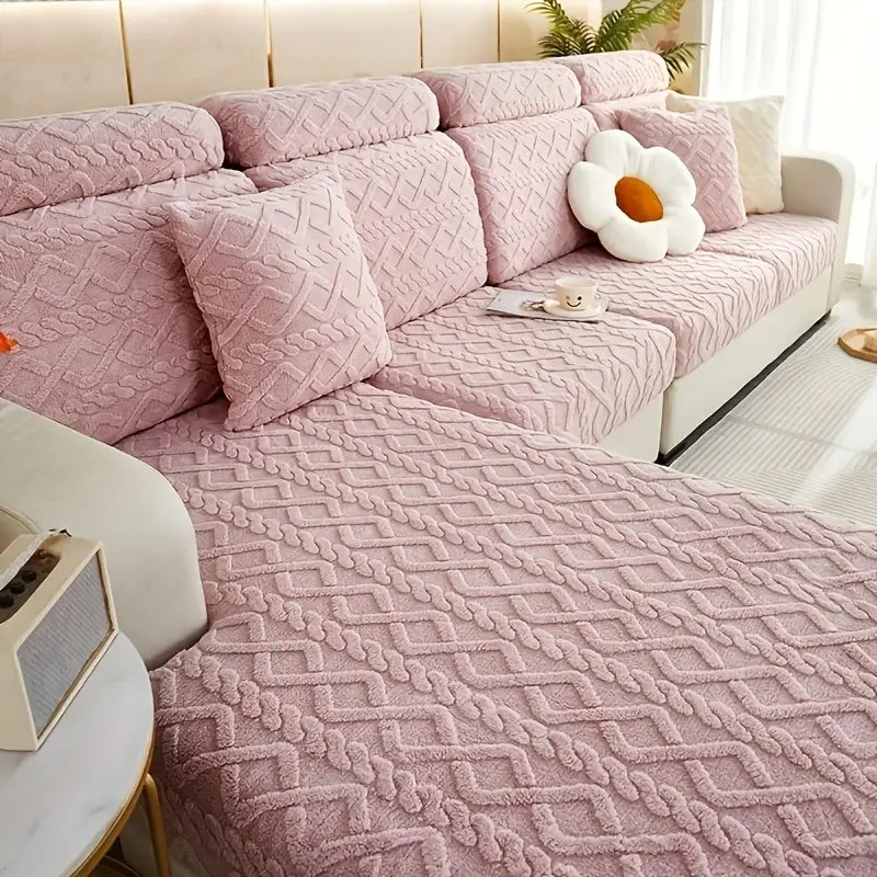 Striped Velvet Stretch Pet Sofa Cover
