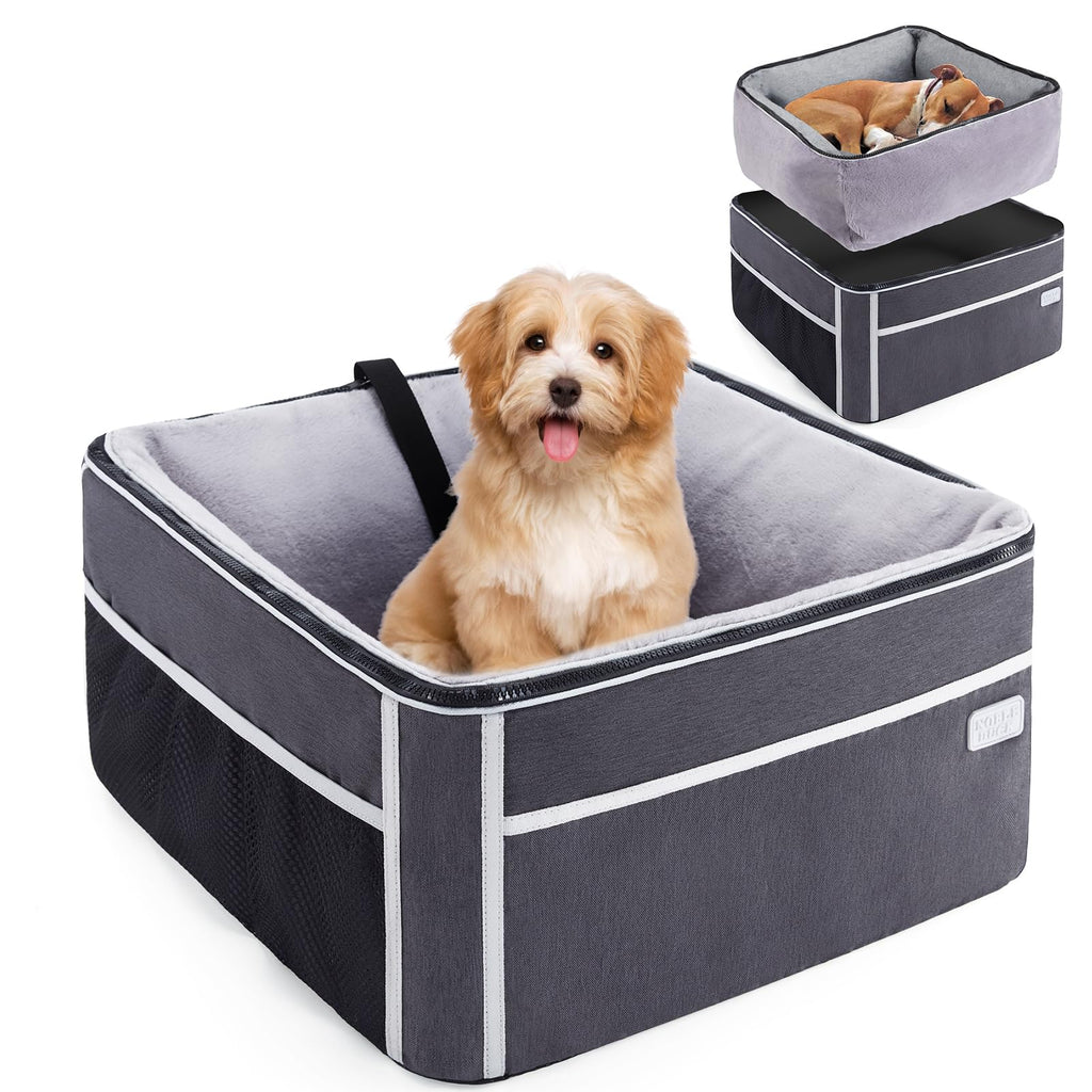 NOBLE DUCK Collapsible Dog Car Seat with Plush Liner – Black