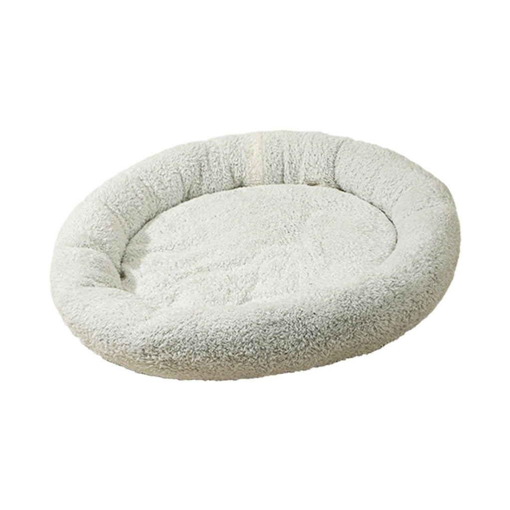 Self-Warming Round Plush Pet Bed for Indoor Cats & Puppies – White