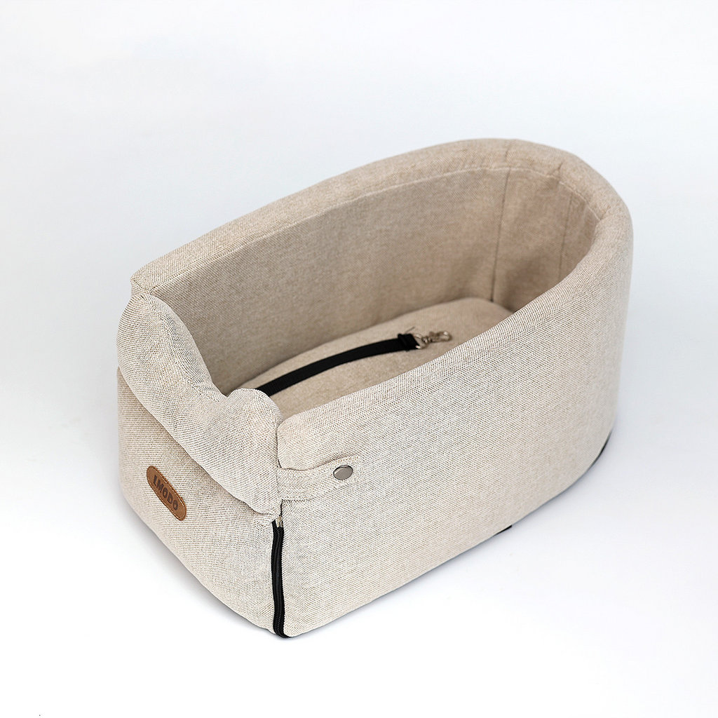 Canvas & Suede Console Pet Car Seat – Beige or Grey