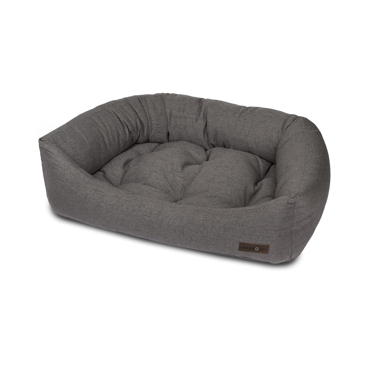 Jax & Bones Dog Bed Napper - Lark Graphite Machine Washable Bed for Dogs - Extra Heavy Duty Bolstered Sides - Large Grey Dog Mat Beds | 40 x 32 Inches