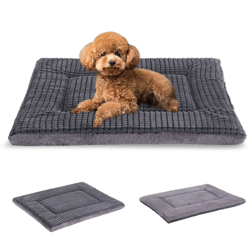 BVAGSS Reversible Memory Foam Dog Crate Mat – Washable, Light Grey