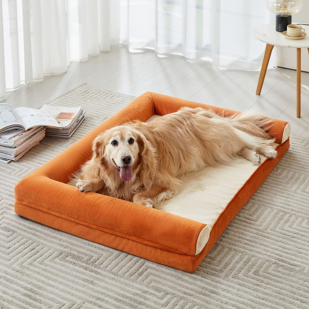BFPETHOME XL Egg-Crate Foam Dog Sofa Bed with Washable Cover & Waterproof Lining