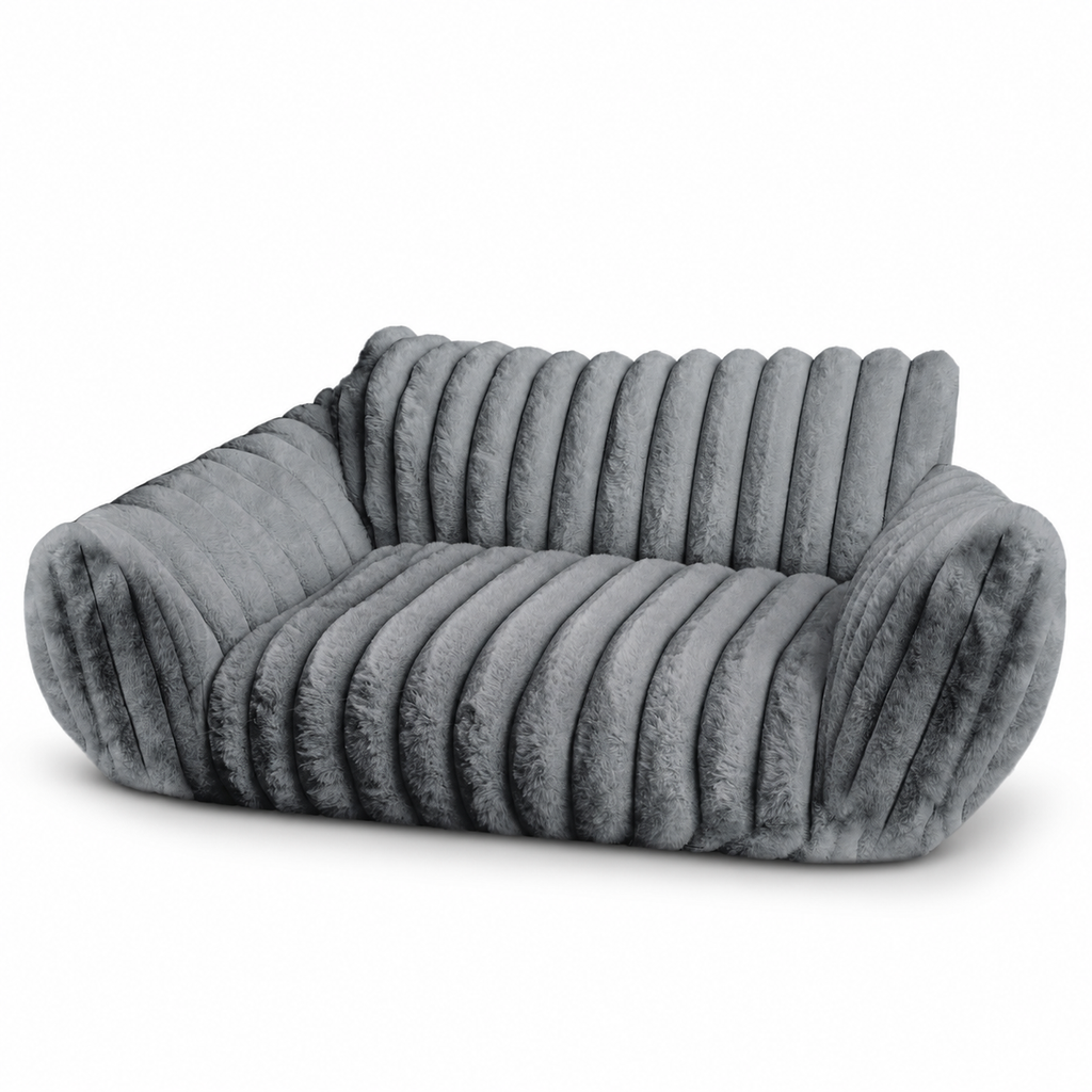 VelvetVines Corduroy & Fleece Pet Sofa – Warm Grey