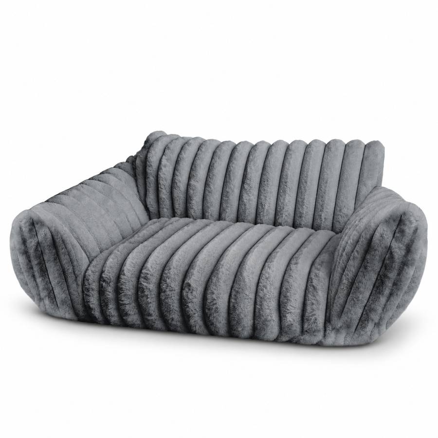 VelvetVines Corduroy & Fleece Pet Sofa – Warm Grey