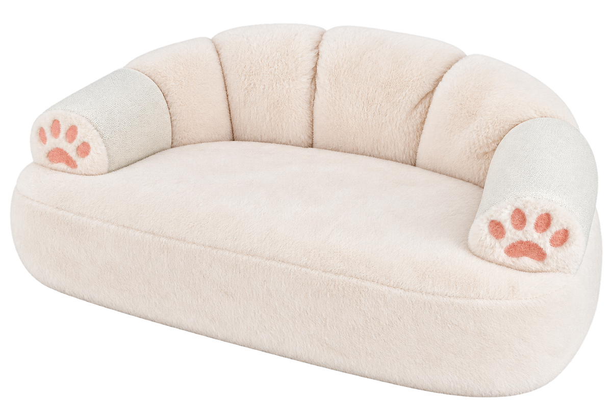 Washable Cat Sofa Bed with Scratching Armrest, Water-Resistant Lining & Non-Slip Base