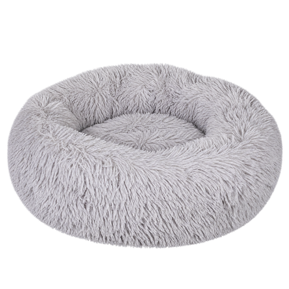 Washable Round Cat Bed with Fluffy Faux Fur for Indoor Cats