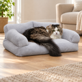 Fluffy Plush Pet Sofa Bed for Small & Medium Cats and Dogs – Light Gray