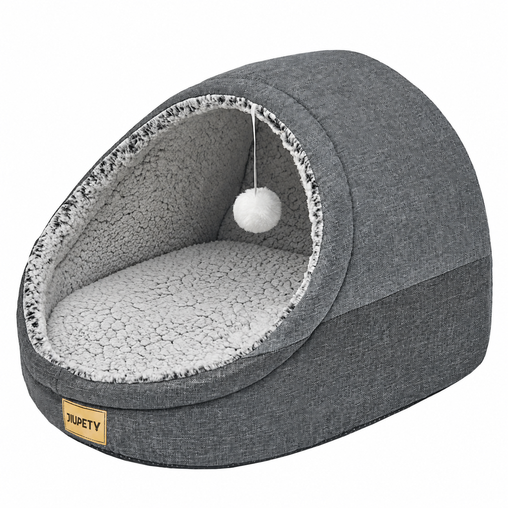 Cat Cave Bed with Removable Washable Cushion & Non-Slip Base – Dark Gray