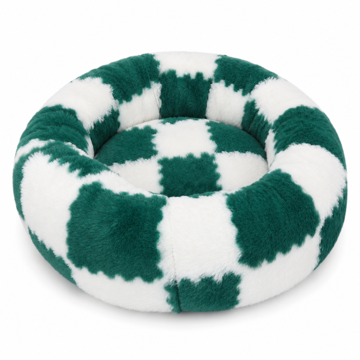 Washable Extra Small Donut Cat Bed with Jacquard Shaggy Plush & Non-Slip Base