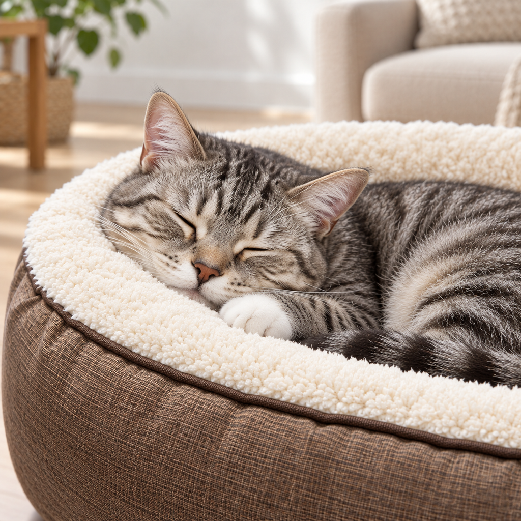 Machine Washable Round Donut Bed for Indoor Cats