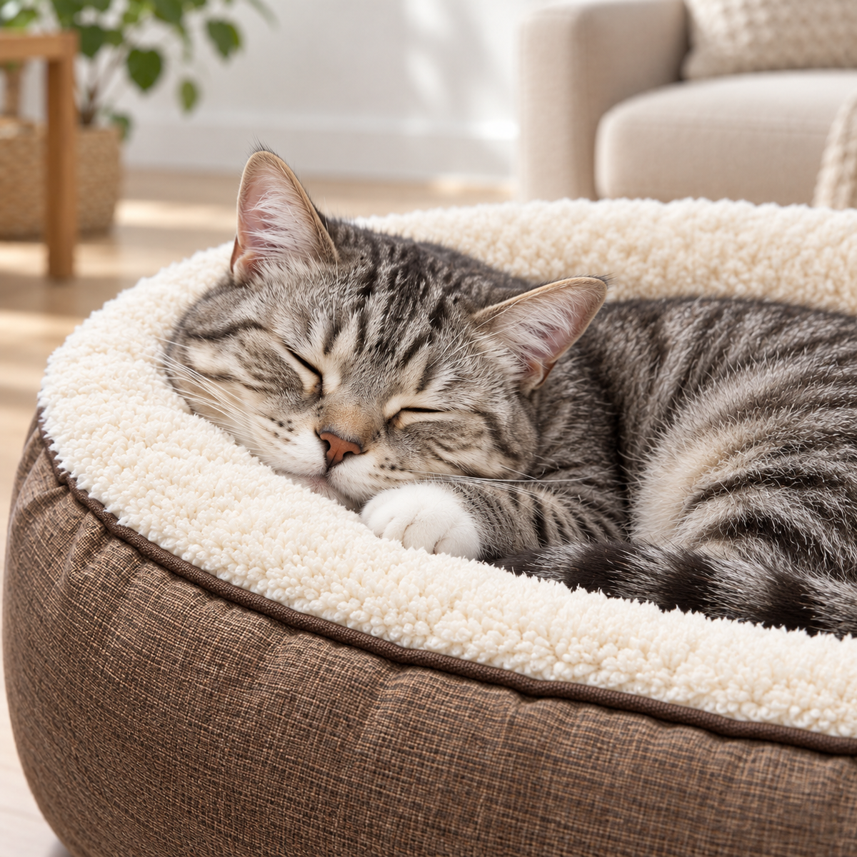 Machine Washable Round Donut Bed for Indoor Cats