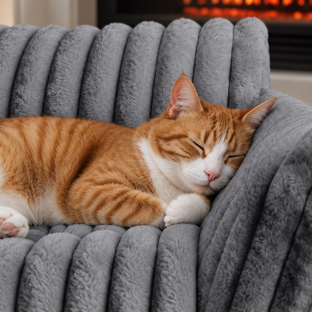VelvetVines Corduroy & Fleece Pet Sofa – Warm Grey