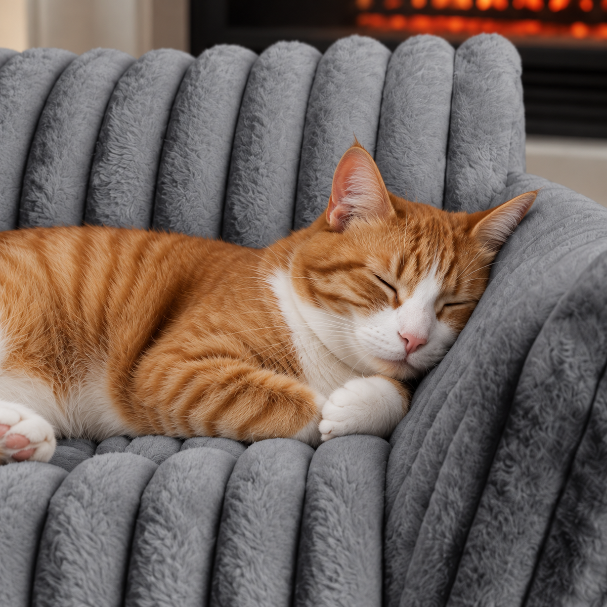 VelvetVines Corduroy & Fleece Pet Sofa – Warm Grey