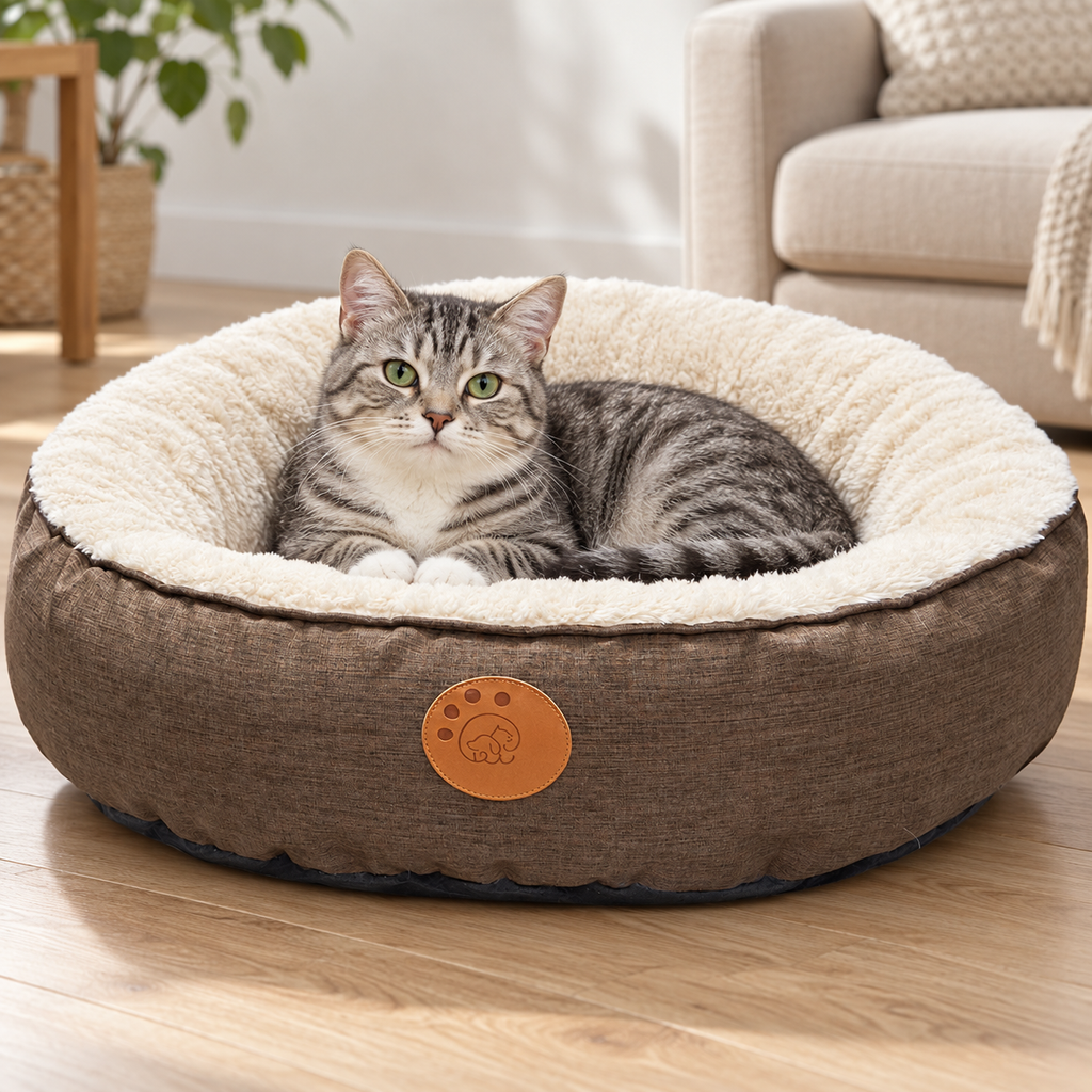 Machine Washable Round Donut Bed for Indoor Cats