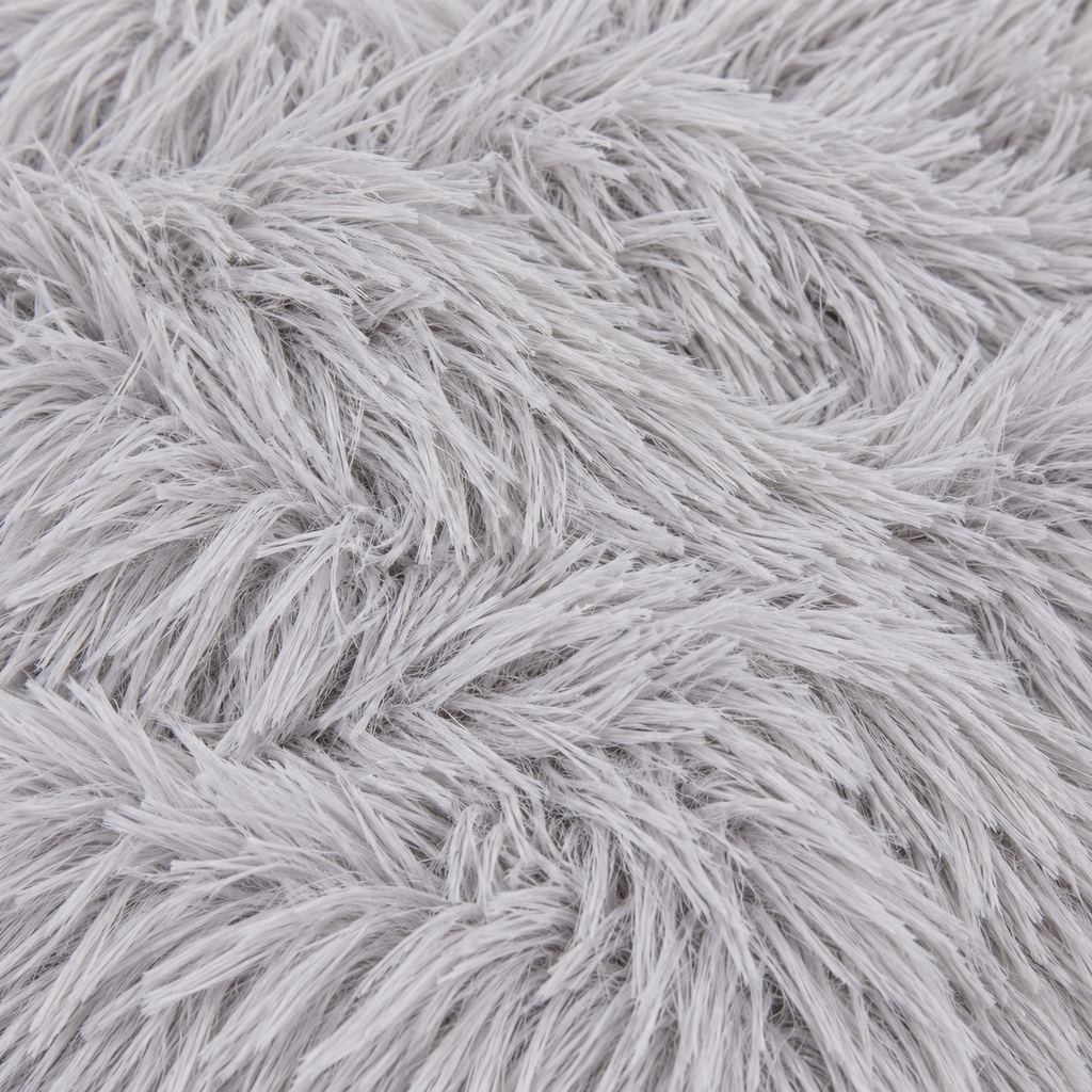 Washable Round Cat Bed with Fluffy Faux Fur for Indoor Cats