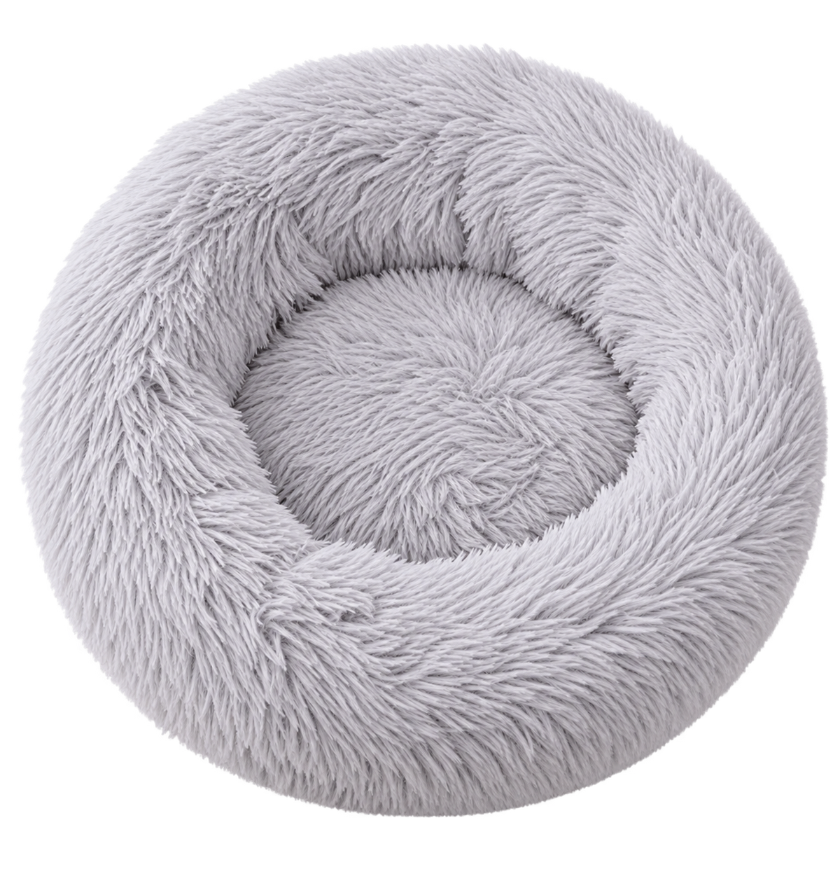 Washable Self-Warming Plush Donut Bed with Waterproof Base for Cats & Small Dogs – Grey