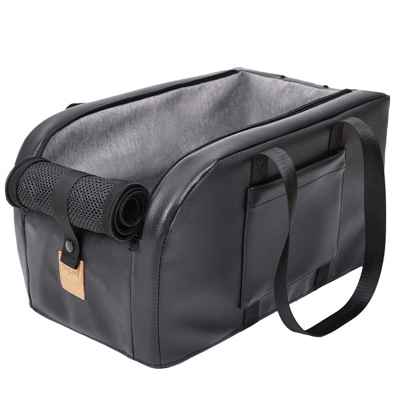 Black Faux-Leather Console Pet Seat with Cushion
