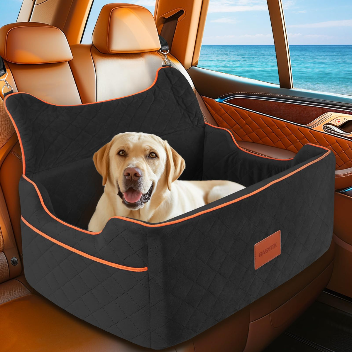 GAOYITK Foam Dog Car Booster Bed – Black, 28 × 20 × 20.5 in